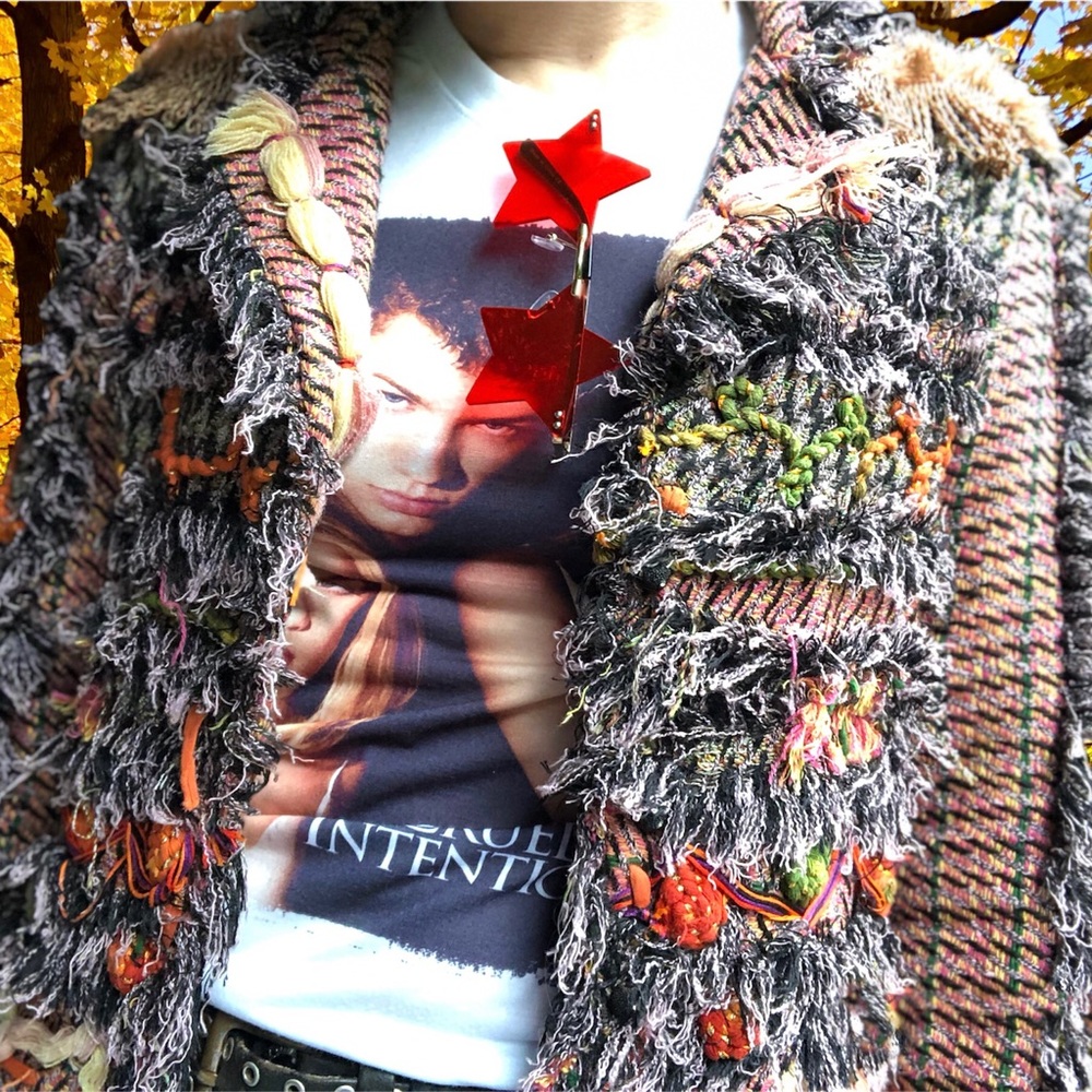 y2k Rainbow Crazy Yarn True Vintage Structured Jacket, Size S